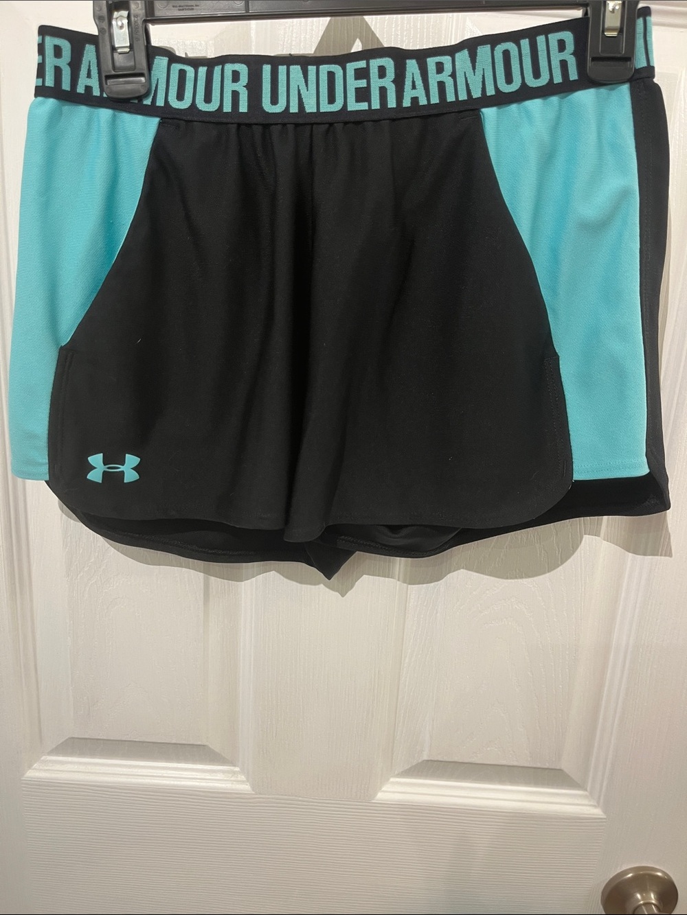 Under Armour Black and Aqua Athletic Training Shorts